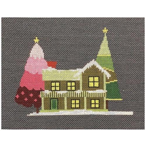 Green House with Stitch Guide Painted Canvas A Stitch in Time  - 1