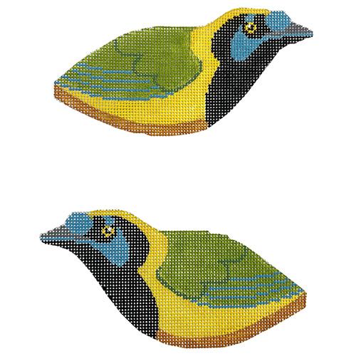 Green Jay Double Sided Clip-On Painted Canvas Labors of Love Needlepoint 