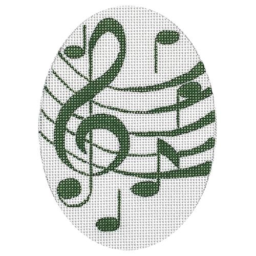 Green Music Oval Painted Canvas Raymond Crawford Designs 