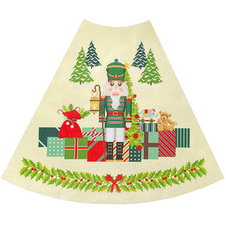 Green Nutcracker Tree Skirt Canvas Printed Canvas Needlepoint To Go 
