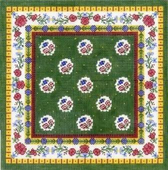 Green Pillow Top Painted Canvas Cooper Oaks Design  - 1