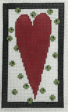 Green Polka Dot Heart Painted Canvas Pippin  - 1