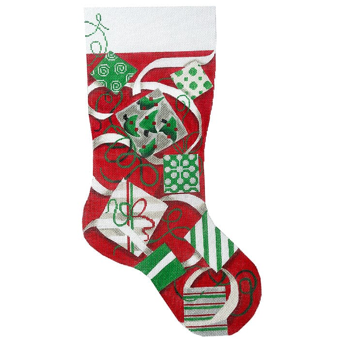 Green Presents on Red Stocking Painted Canvas Associated Talents  - 1