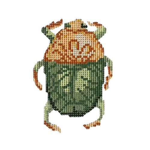 Green Scarab Painted Canvas The Plum Stitchery  - 1