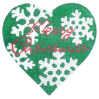 Green Snowflake Heart Painted Canvas Kirk & Bradley 