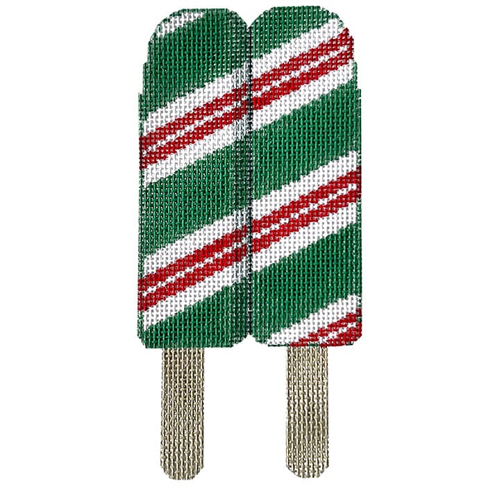 Green Stripe Popsicle Painted Canvas Kathy Schenkel Designs  - 1