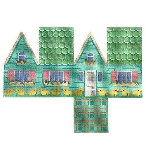 Green Tile Roof 3D Easter Cottage Painted Canvas Associated Talents 