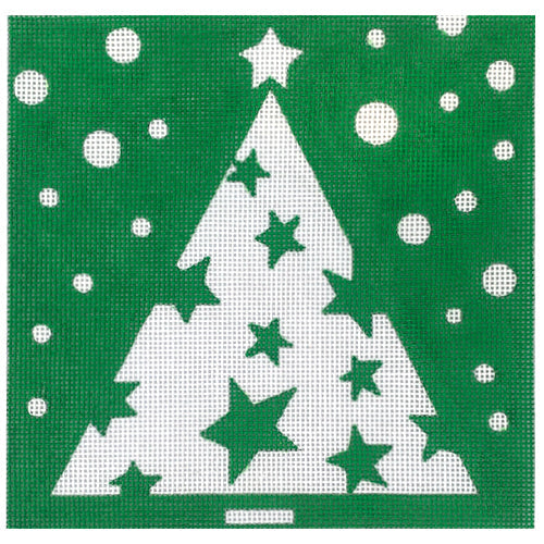 Green Tree of Stars Painted Canvas Vallerie Needlepoint Gallery  - 1
