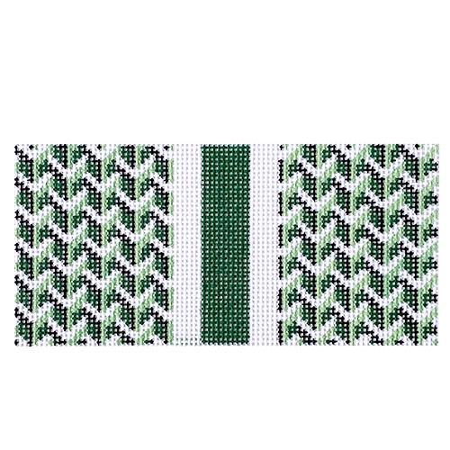 Green Y Pattern Eyeglass Case   Single Side Painted Canvas Anne Fisher Needlepoint LLC  - 1