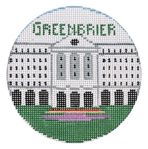 Greenbrier Round Painted Canvas Kathy Schenkel Designs  - 1
