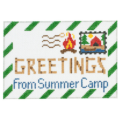 Greetings From Summer Camp Letter Painted Canvas Rachel Donley 