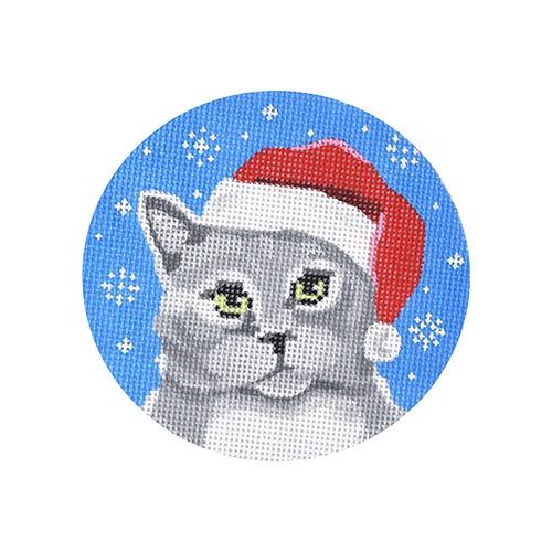Grey Cat Santa Painted Canvas Pepperberry Designs  - 1