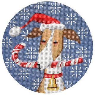 Greyhound Xmas Circle Painted Canvas Kirk & Bradley 
