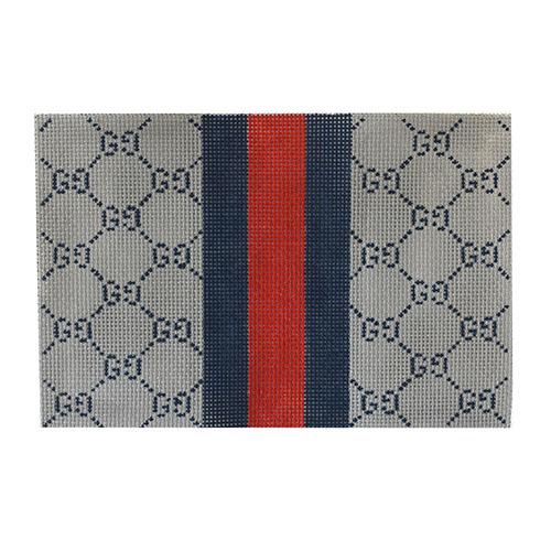 G's Blue / Gray with Stripe Painted Canvas Kimberly Ann Needlepoint 