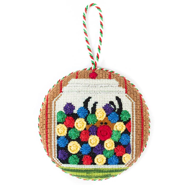 Gumball Rudolph with Stitch Guide Painted Canvas Rebecca Wood Designs 

