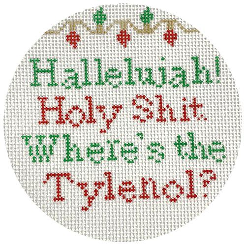 Hallelujah! Holy Sh*t. Where's the Tylenol? Painted Canvas Stitch Rock Designs  - 1