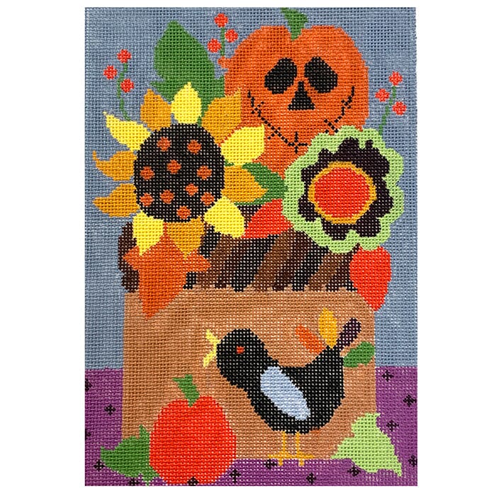 Halloween Basket Painted Canvas NeedleDeeva 