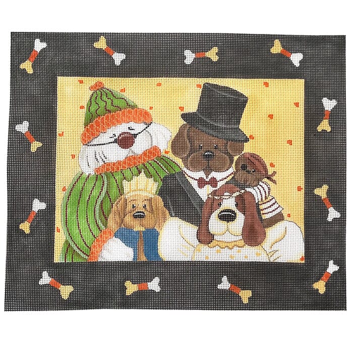 Halloween Dogs with Candy Cane Border Painted Canvas CBK Needlepoint Collections 