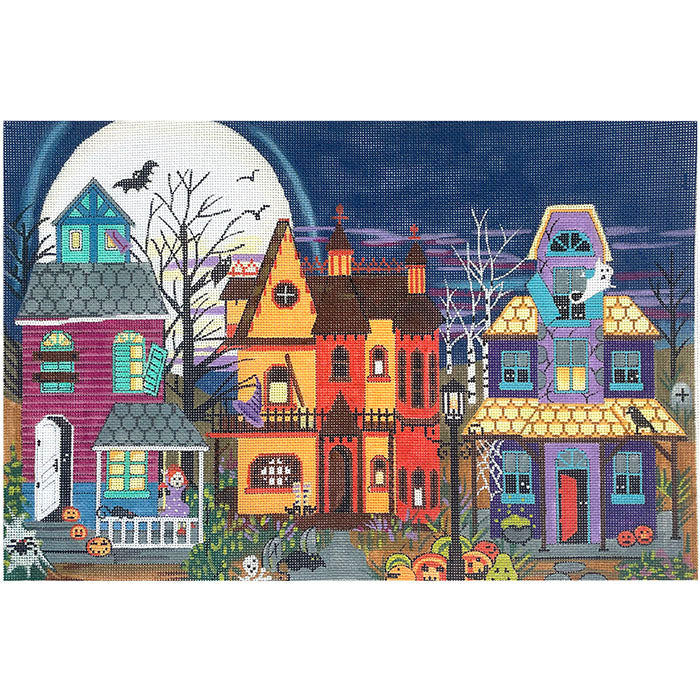 Halloween Houses AP Painted Canvas Alice Peterson Company 