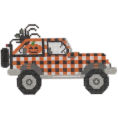 Halloween Jeep Painted Canvas Wipstitch Needleworks  - 1