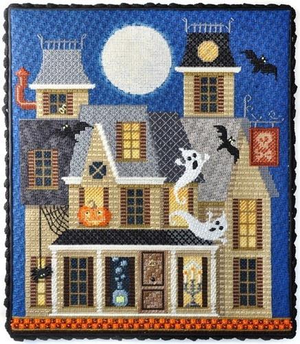 Halloween Series - Haunted House with Stitch Guide Painted Canvas Needlepoint.Com 