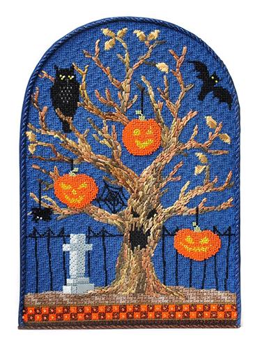 Halloween Series   Spooky Tree   Pumpkins with Stitch Guide Painted Canvas Kirk & Bradley 
