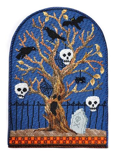 Halloween Series - Spooky Tree - Skeletons with Stitch Guide Painted Canvas Kirk & Bradley 
