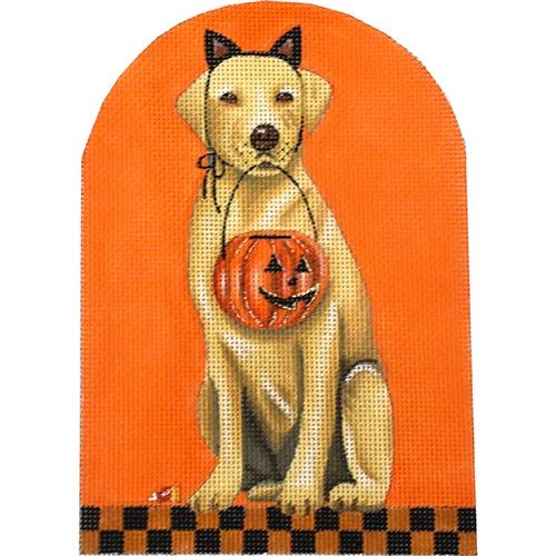 Halloween Yellow Lab Painted Canvas Mary Lake Thompson 