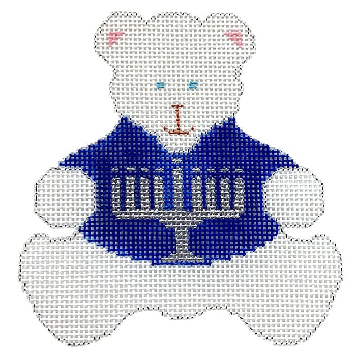 Hannukah Bear with Stitch Guide Painted Canvas The Princess & Me  - 1