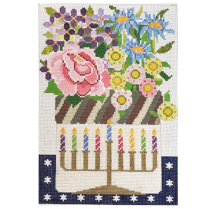 Hanukkah Basket Painted Canvas NeedleDeeva 