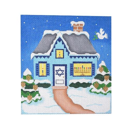 Hanukkah Holiday House Painted Canvas Pepperberry Designs  - 1