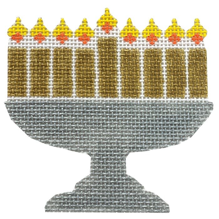 Hanukkah Menorah   Gold & Silver Painted Canvas Atlantic Blue Canvas 
