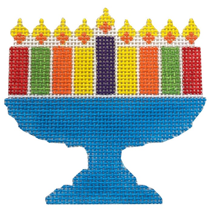 Hanukkah Menorah   Rainbow Painted Canvas Atlantic Blue Canvas 
