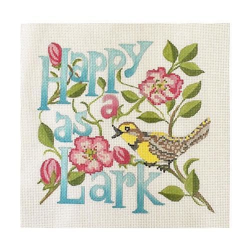 Happy as a Lark (PLUM) Painted Canvas The Plum Stitchery  - 1