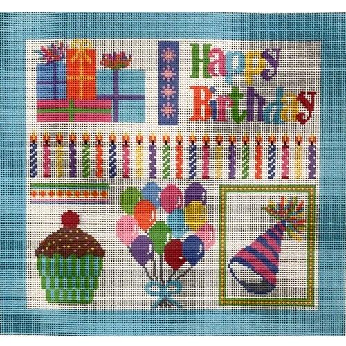Happy Birthday Painted Canvas A Stitch in Time  - 1