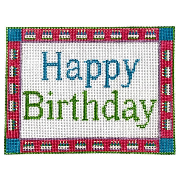 Happy Birthday Sign 2 Painted Canvas CBK Needlepoint Collections  - 1