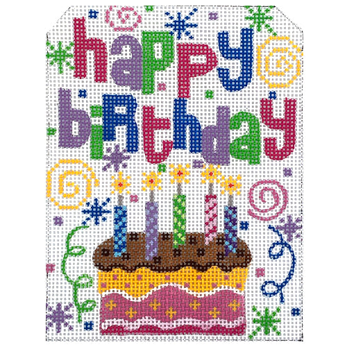 Happy Birthday with Cake Painted Canvas Danji Designs  - 1