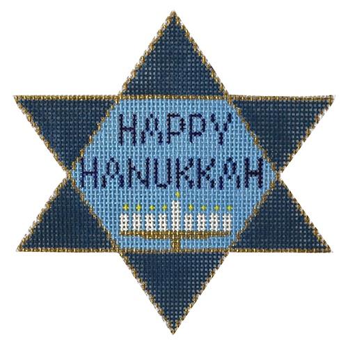 Happy Hanukkah Painted Canvas NeedleDeeva 