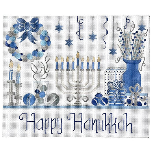 Happy Hanukkah Tray Painted Canvas Alice Peterson Company 