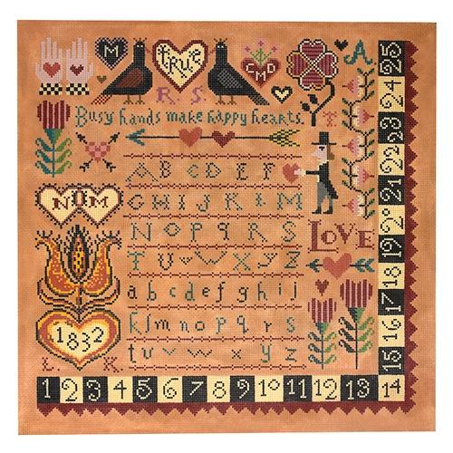 Happy Hearts Sampler Painted Canvas Birds of a Feather  - 1