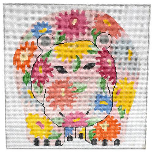Happy Hippo Painted Canvas Jean Smith  - 1