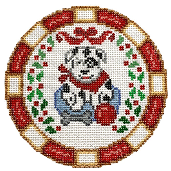 Happy Holidays Christmas Dog Ornament Painted Canvas CanvasWorks 