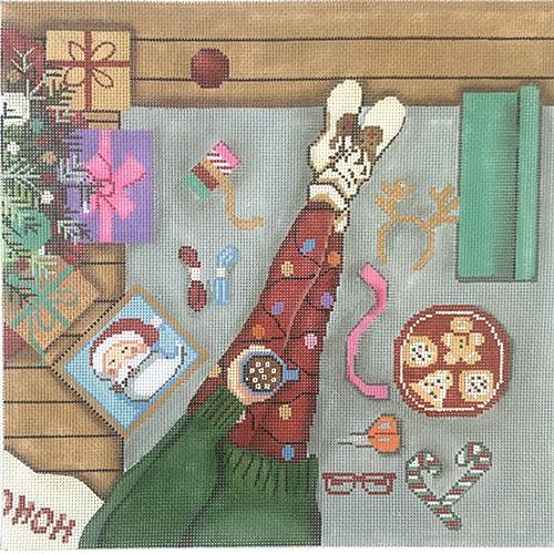 Happy Stitching Girl - Christmas Morning Painted Canvas Alice Peterson Company 