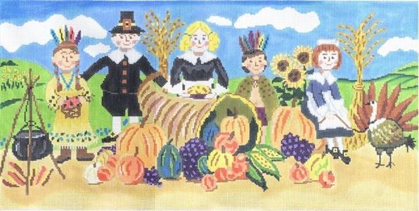 Happy Thanksgiving Painted Canvas Cooper Oaks Design  - 1