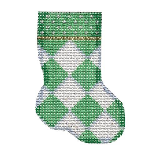 Harlequin Micro Mini Stocking-Green Painted Canvas Associated Talents 