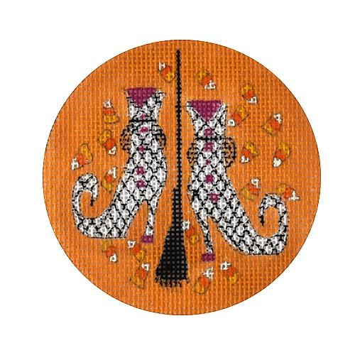 Harlequin Witch Shoes Painted Canvas Love You More  - 1