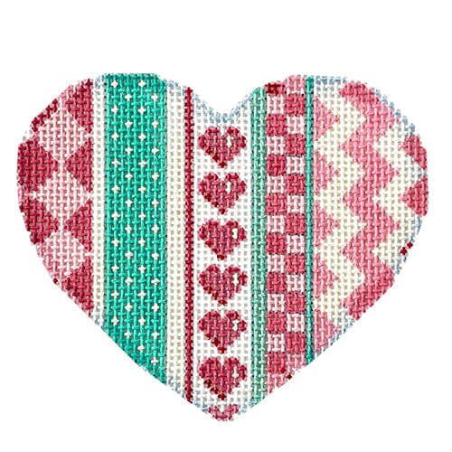 Harlequin/Hearts/Chevron Heart Painted Canvas Associated Talents 