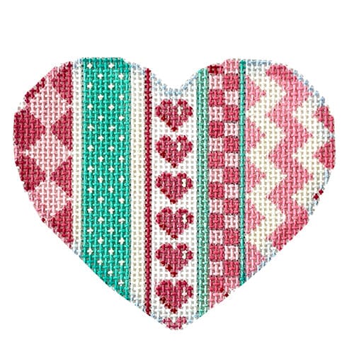 Harlequin/Hearts/Chevron Heart Painted Canvas Associated Talents 
