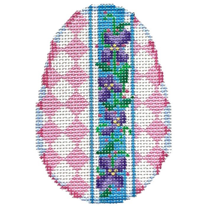 Harlequin/Violets Egg Painted Canvas Associated Talents 

