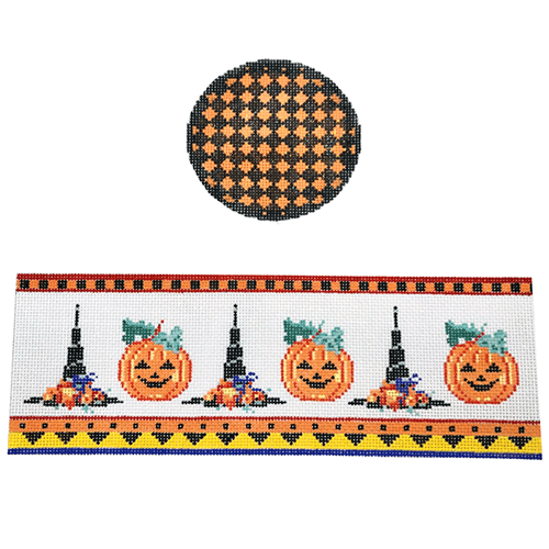 Hats and Pumpkins Hinged Box with Hardware Painted Canvas Funda Scully 